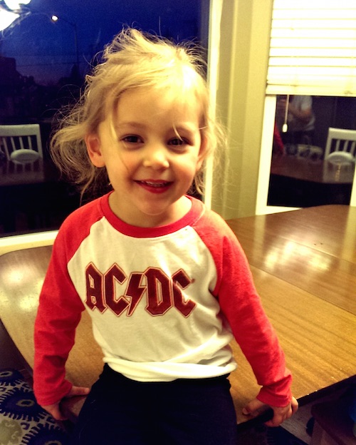 Ava in her AC/DC shirt