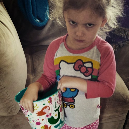 Ava being told she can’t eat any more Easter candy