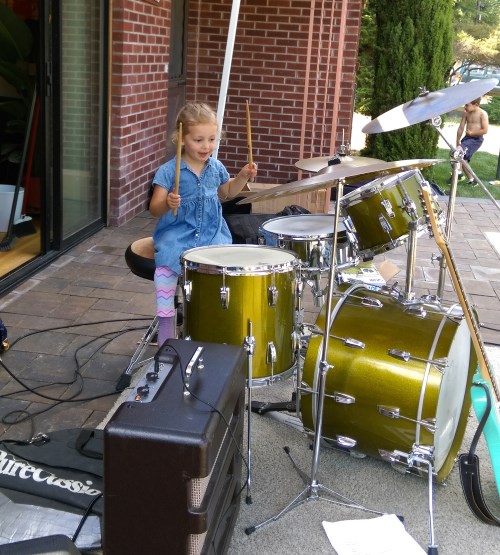 Ava working on some drum riffs