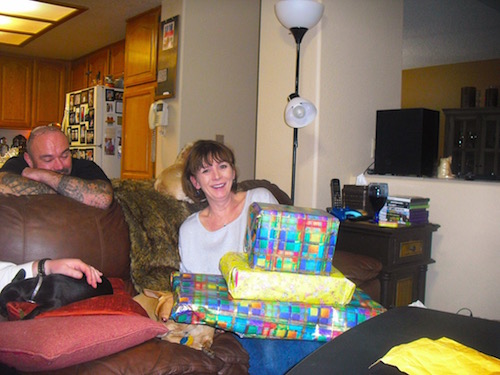 Mom opening presents