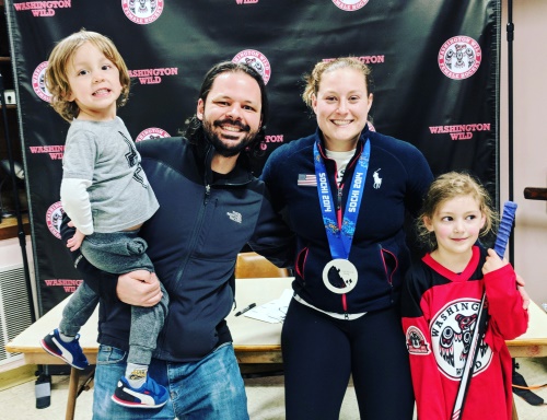 Mike, Ava, Enzo, and former U.S. Olympian Lyndsey Fry