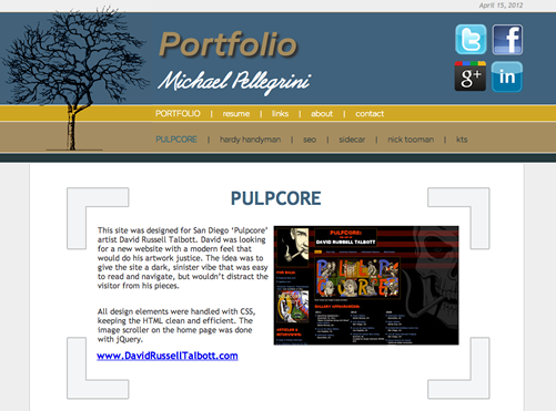 New portfolio website for Michael Pellegrini