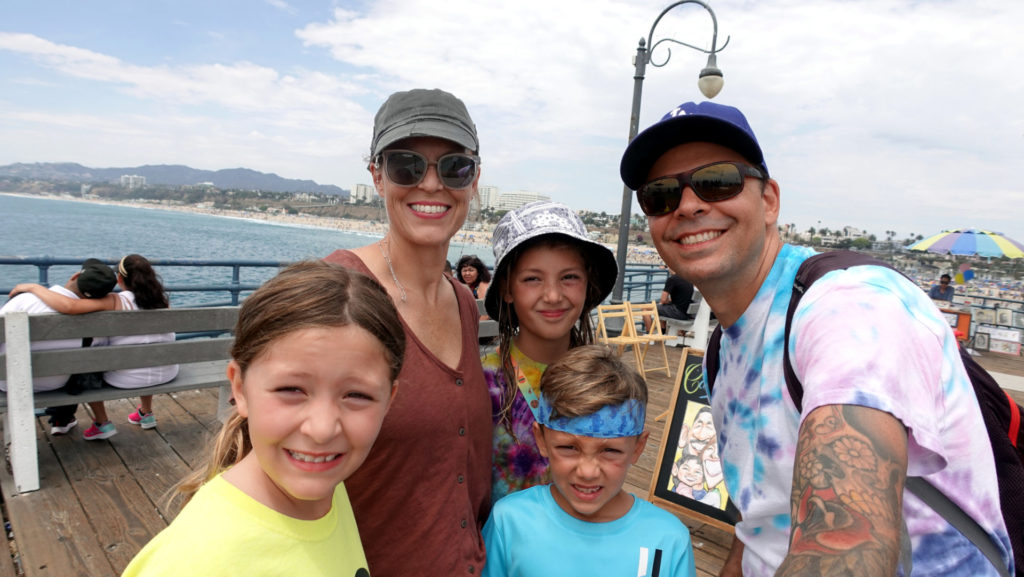 Pellegrini family selfie on the Santa Monica pier