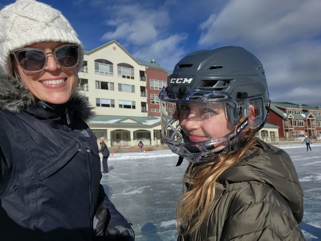 Ava and Mom ice skating at Keystone