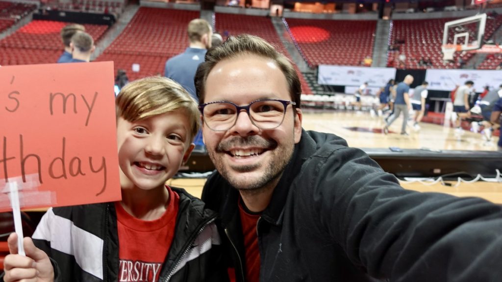 Enzo and Michael Pellegrini at the UNLV basketball game on Saturday, January 28th, 2023.