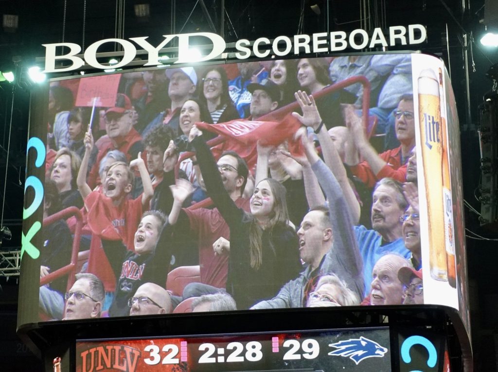 On the jumbotron at the UNLV basketball game.