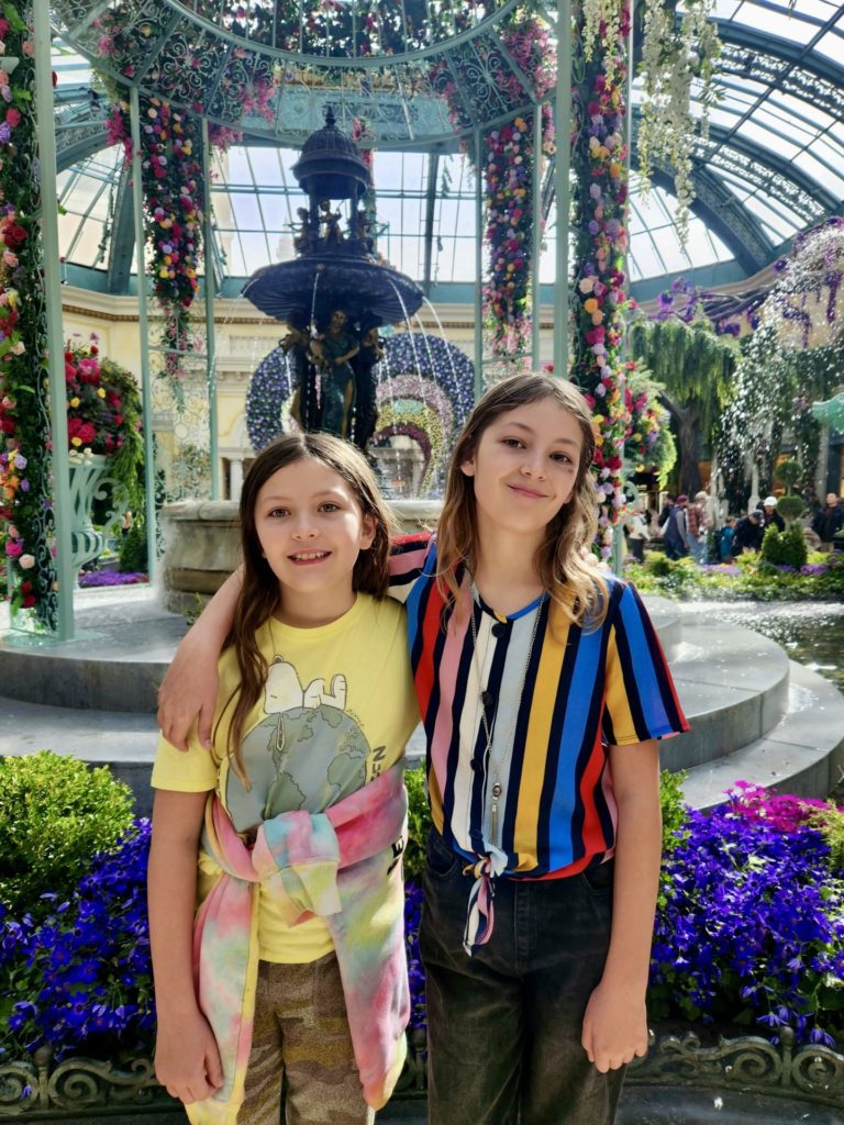 Ava and Elise Pellegrini at the Bellagio Spring 2023 Conservatory Garden