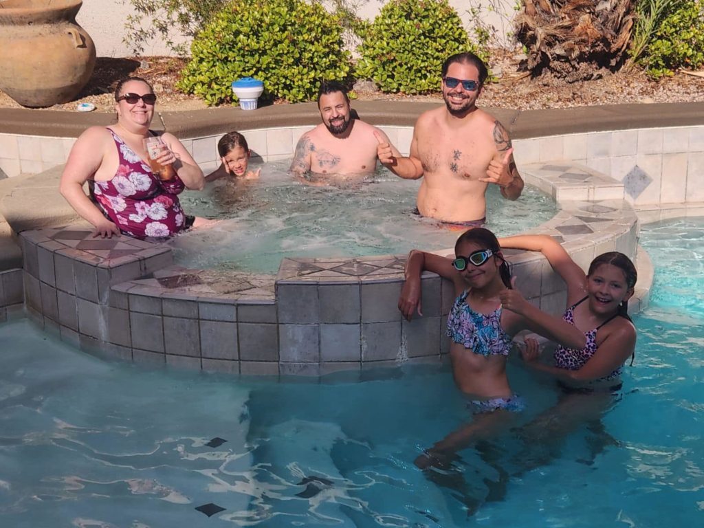 Chillin in the pool and hot tub with family