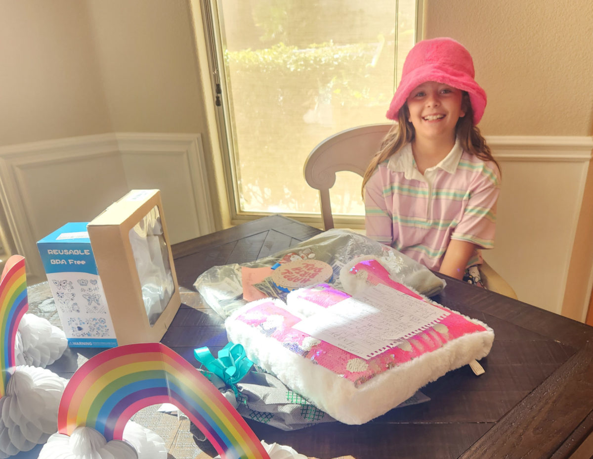 Elise opening presents for her 10th birthday