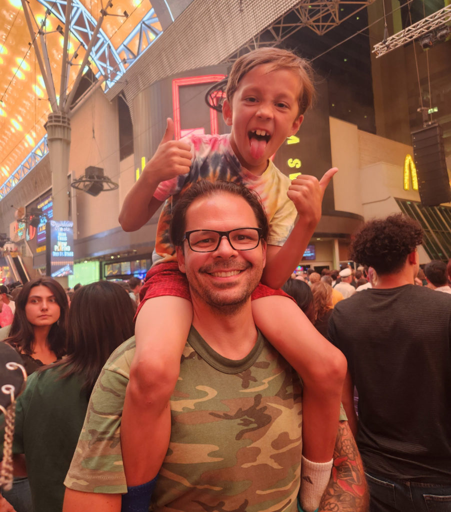 Enzo and Dad on Fremont St