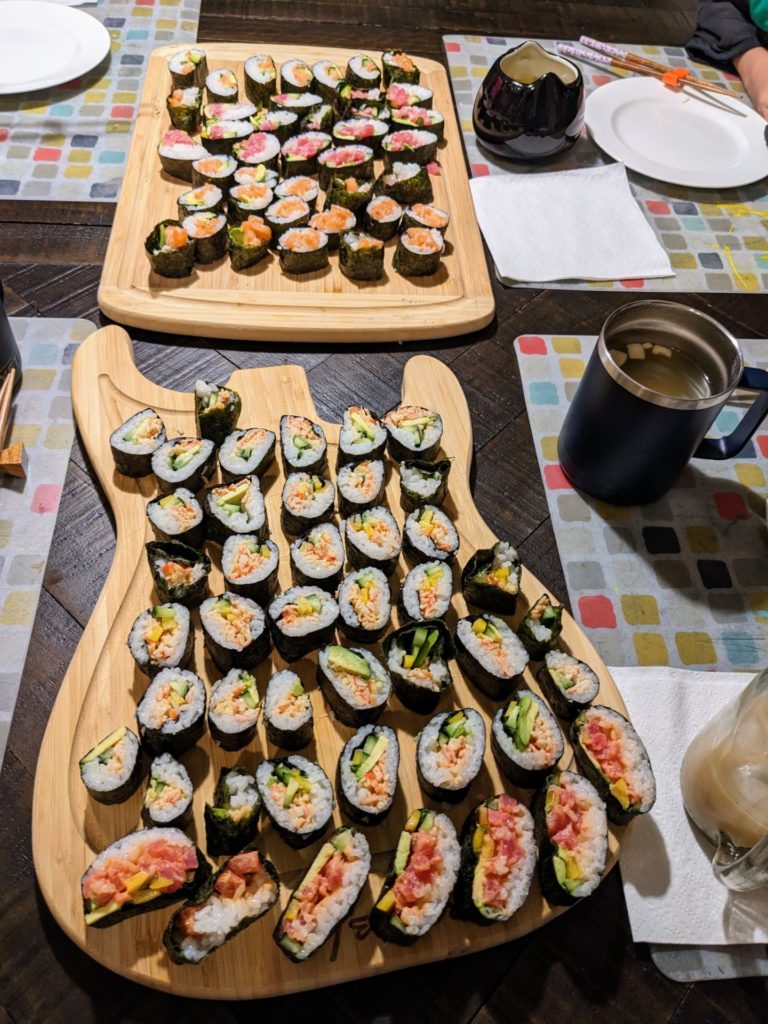 Our first time making sushi at home