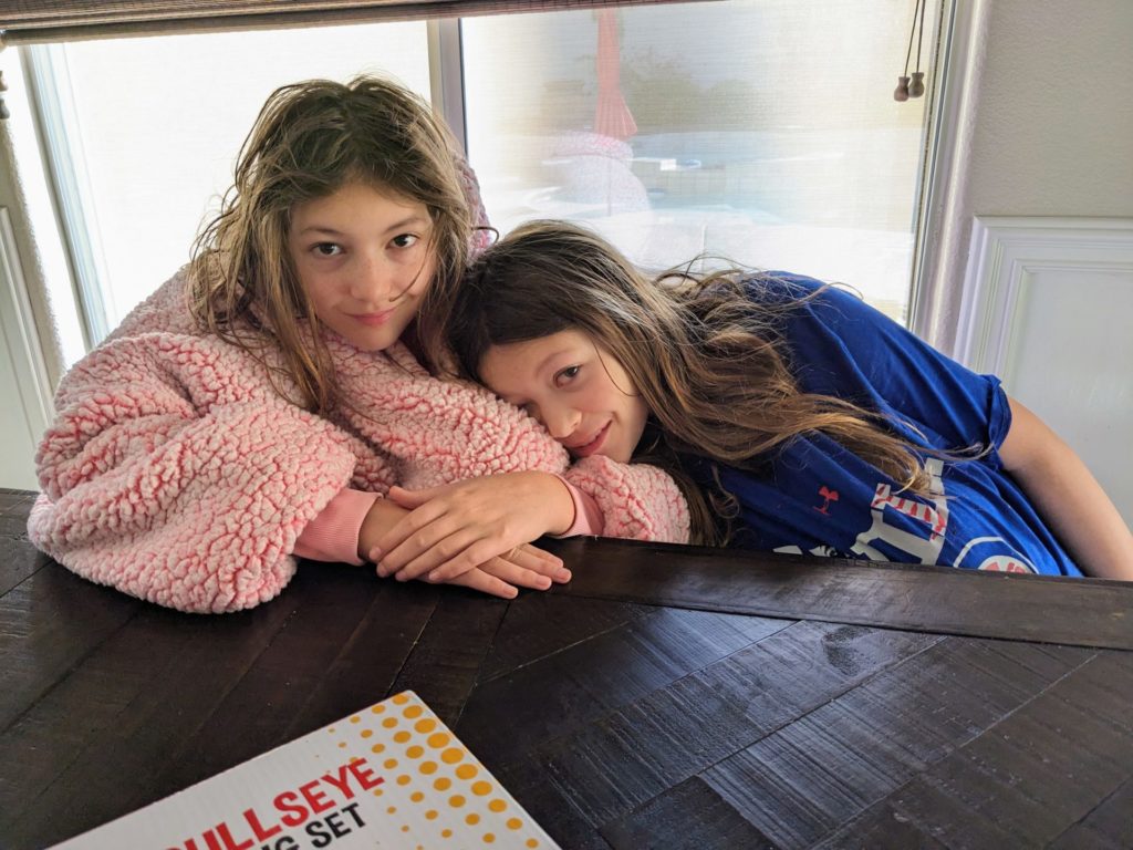 Ava and Elise on the morning of Enzo's 9th birthday