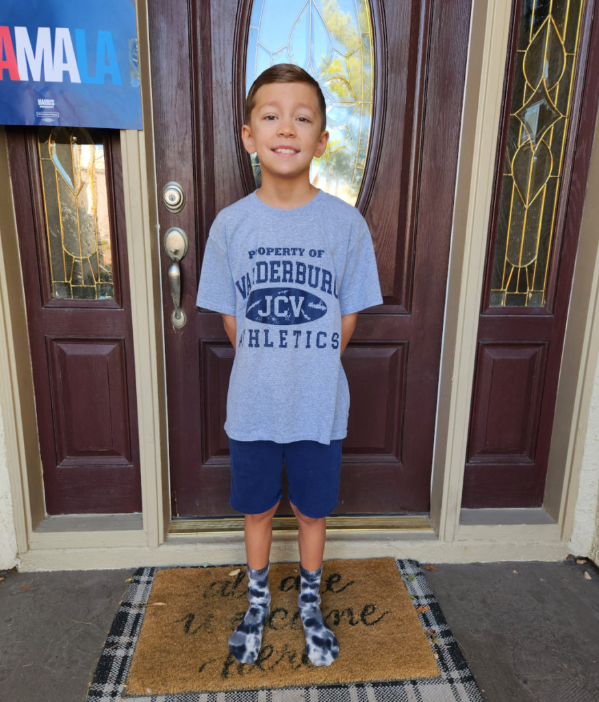 Enzo Pellegrini on his first day of 4th grade