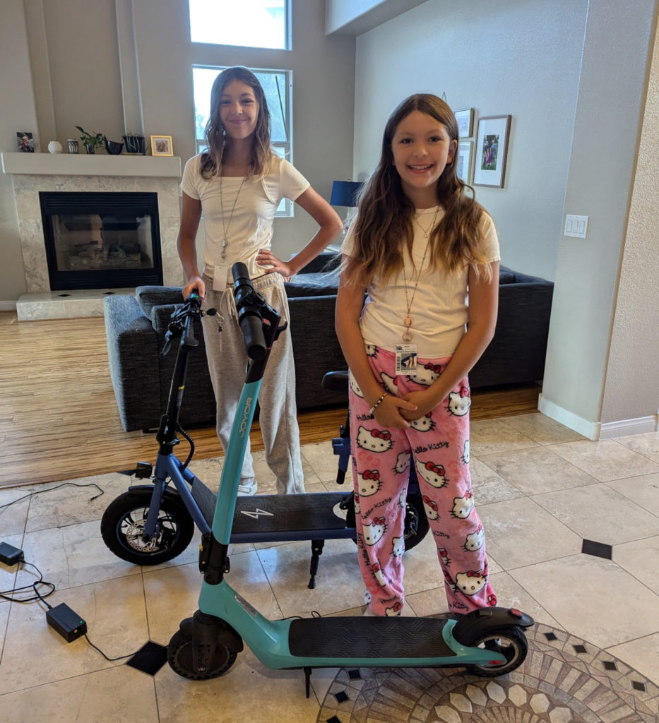 Ava and Elise heading out for school