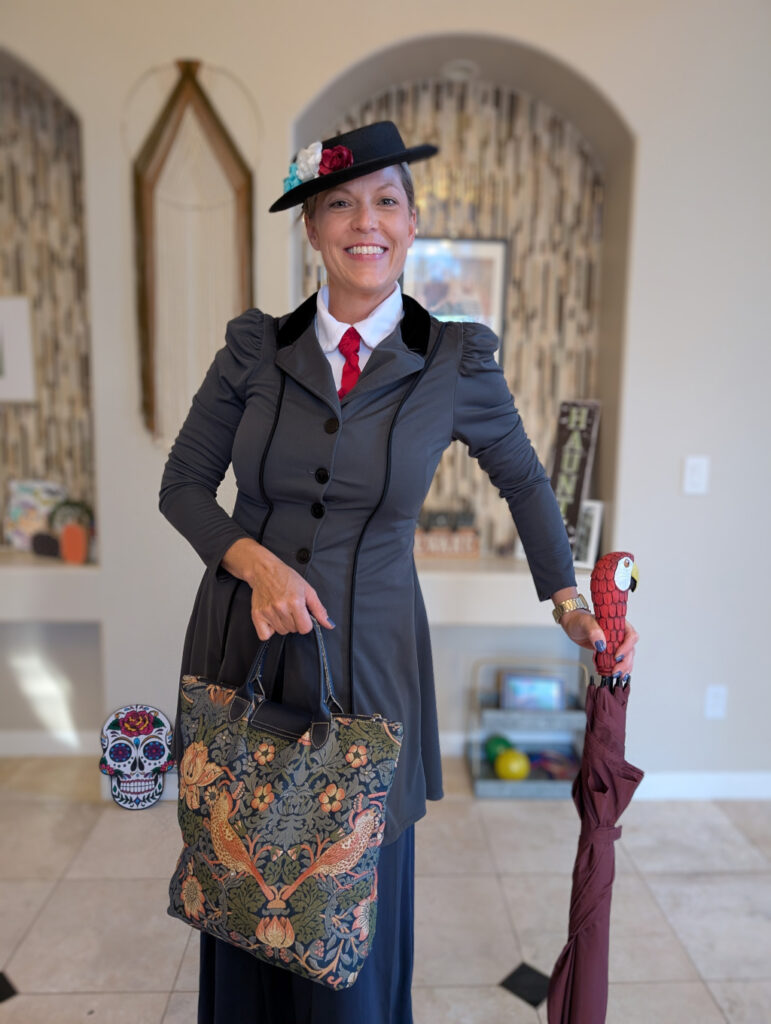 Jessica dressed up as Mary Poppins for Hallowee, 2024