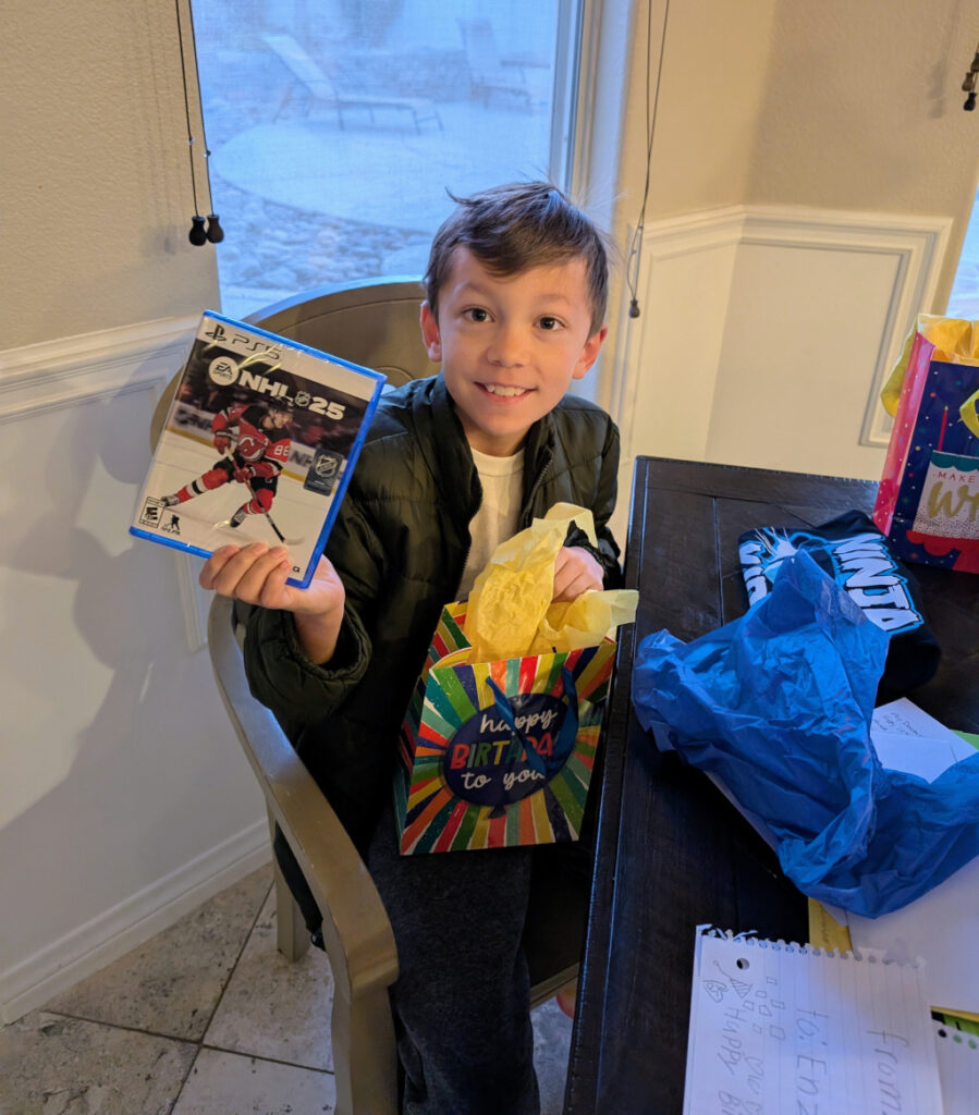 Enzo opening birthday gifts