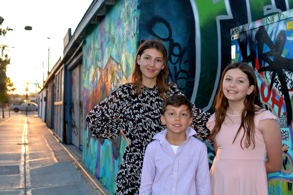Pellegrini kids in Downtown Las Vegas, April 2025