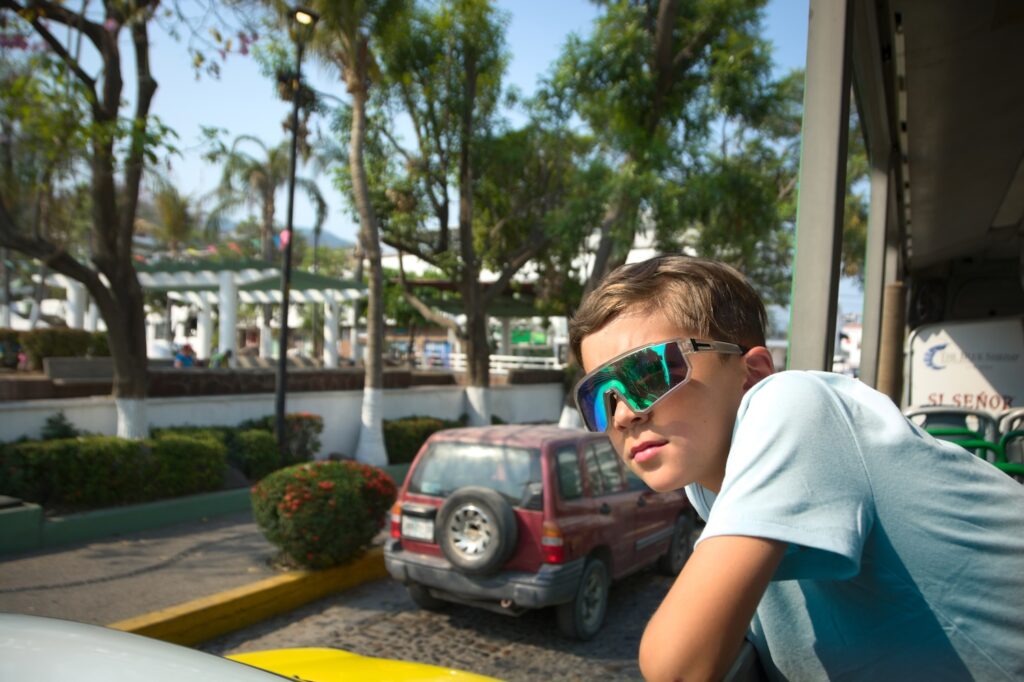 Enzo Pellegrini on a bus in Puerto Vallarta
