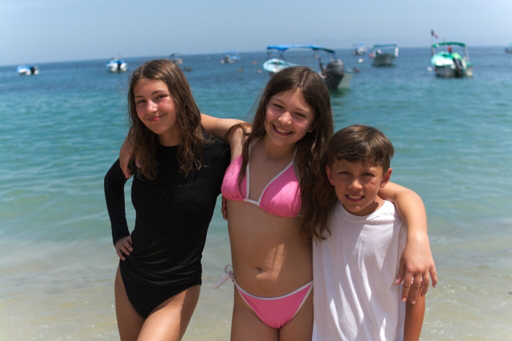 Pellegrini kids at Mismaloya Beach