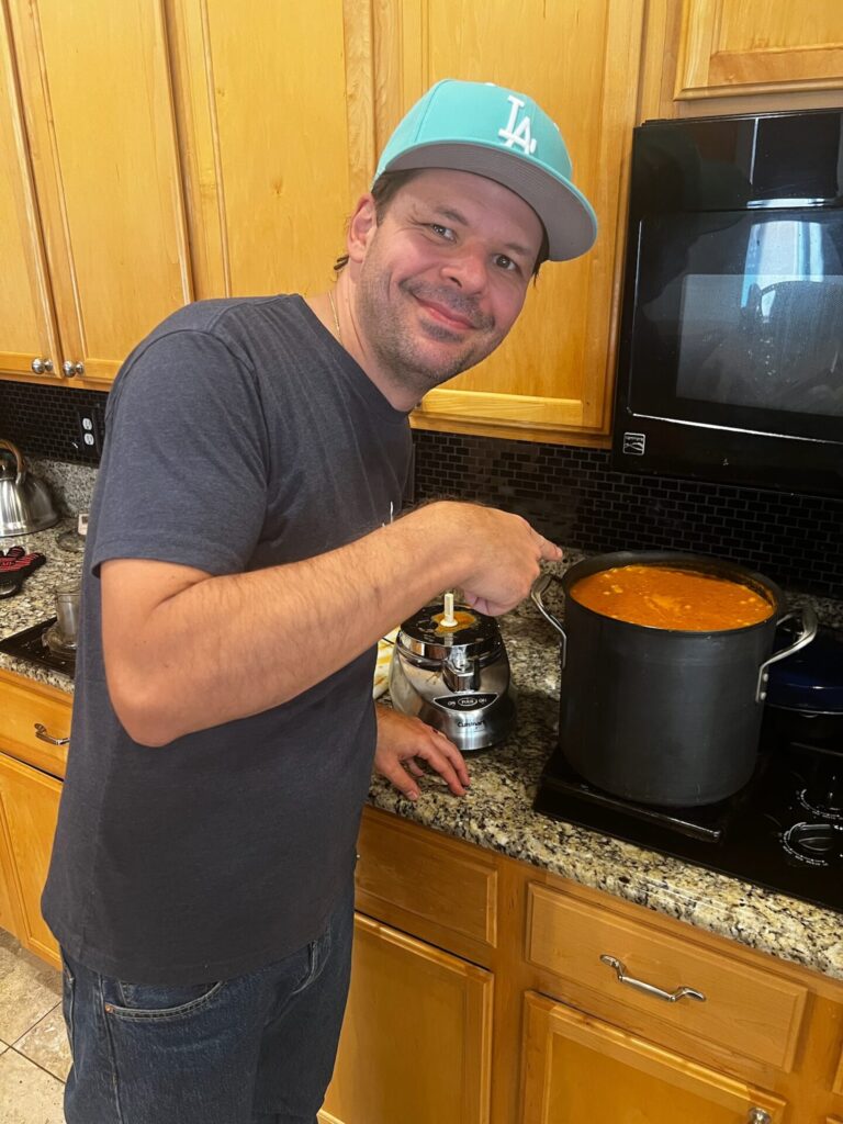 Michael Pellegrini making salsa