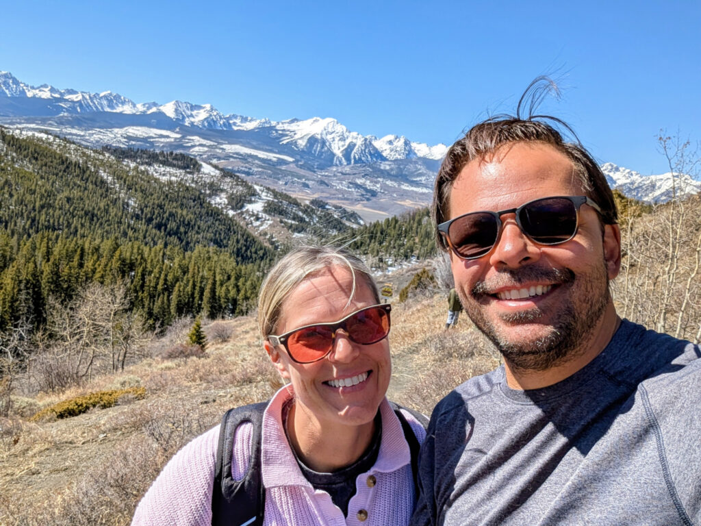 Jess and Michael Pellegrini hiking Ute Pass in Colorado