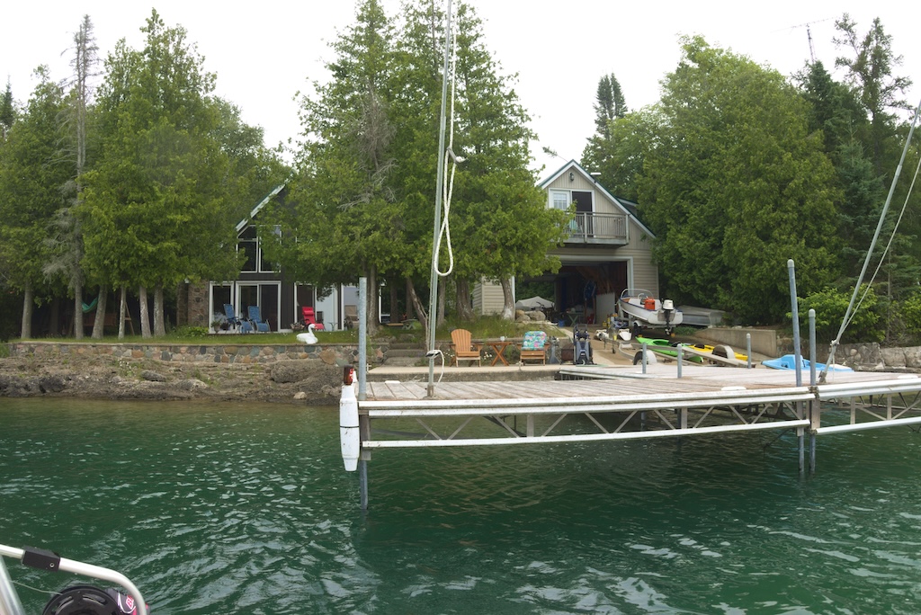 Viewing the cottage while leaving the dock
