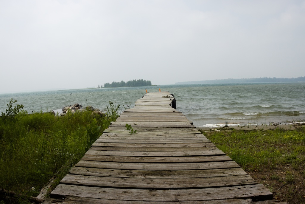 A long dock on Lake Huron