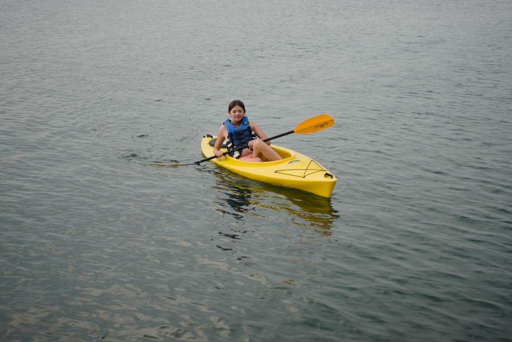 Elise Pellegrini kayaking on Lake Huron