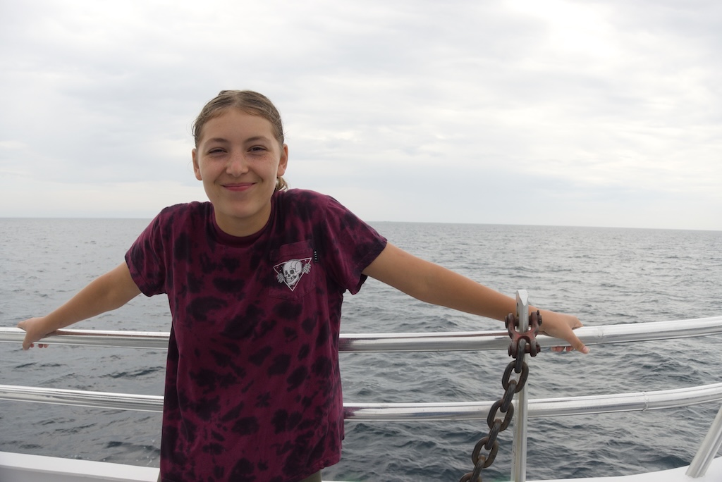 Ava Pellegrini boating on Lake Huron